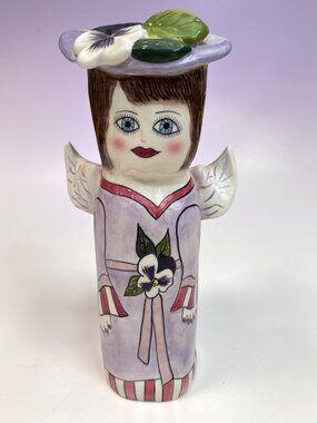 Vtg Susan Paley by Ganz Bella Casa Angelica Angel Vase  11" Ceramic